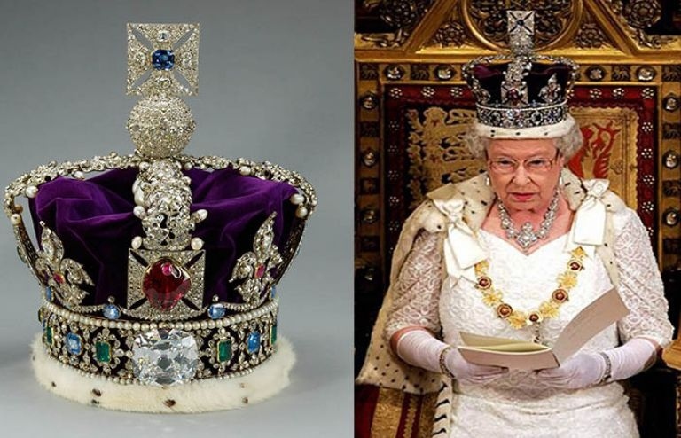 2868 диаманта и 273 перли: Имперската корона върху ковчега на Елизабет II 